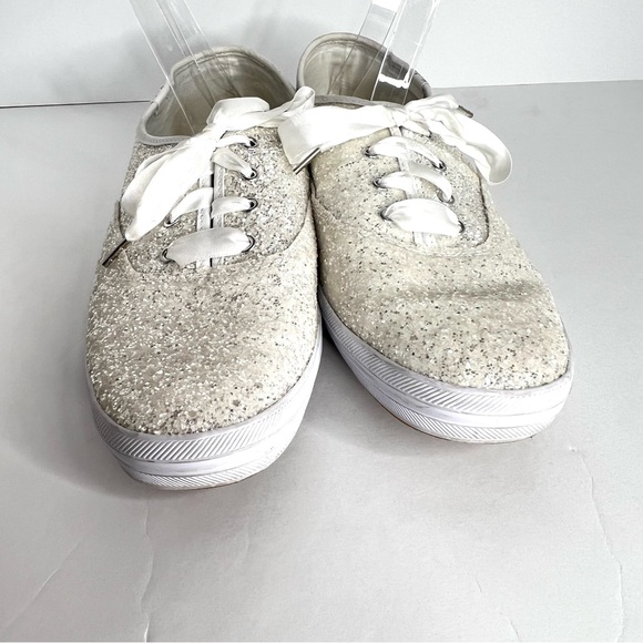 Keds X Kate Spade White Glitter Champion Lace-Up Sneakers Wedding Prom Sz 11 - Picture 4 of 8